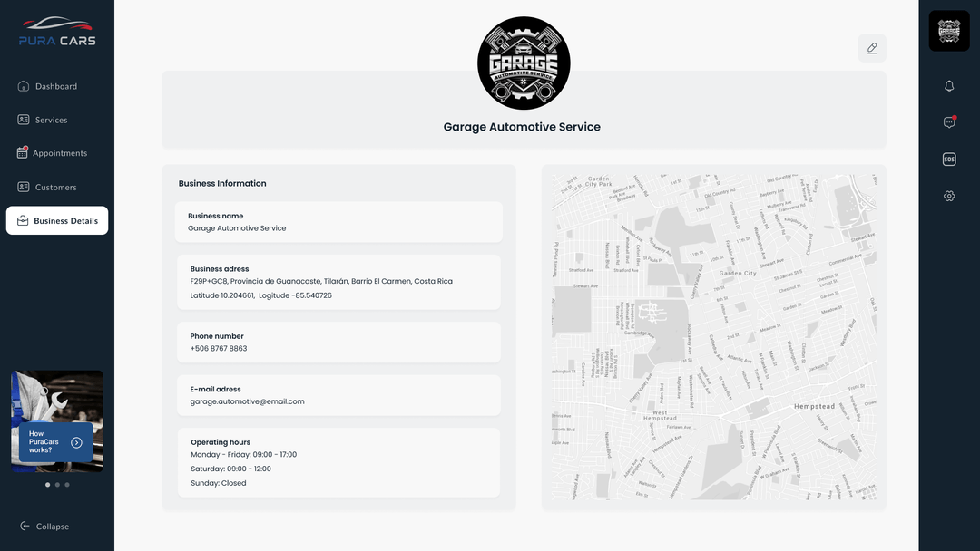 PuraCars project interface